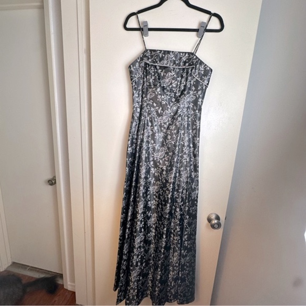 Bari Jay Sparkly Black &Silver Y2K Vintage Butterfly Rhinestone Formal Dress 7/8